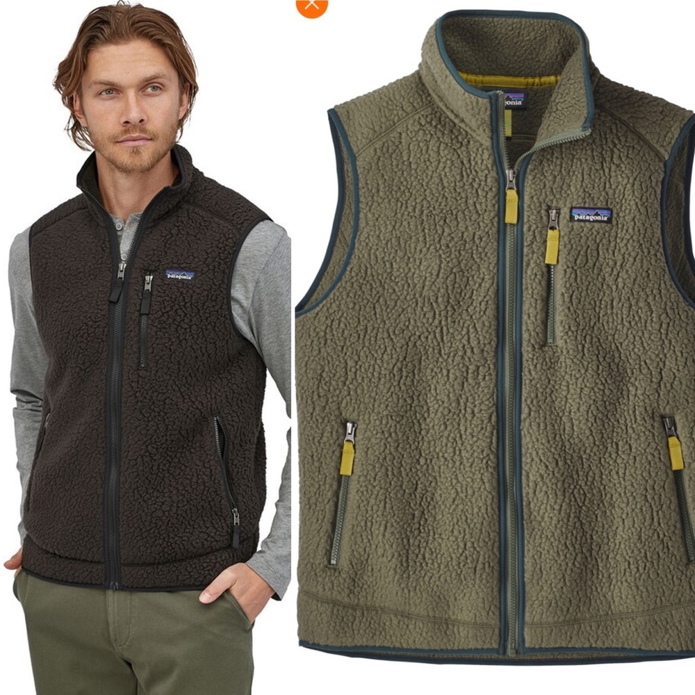 Patagonia industrial green retro pile fleece vest